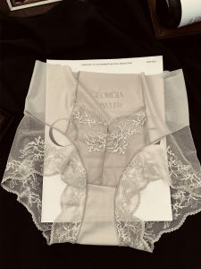 น้ําแข็ง ผ้าไหม ลูกไม้ กางเกงใน สูง เอว ผู้หญิง ชุดชั้นใน ระบายอากาศได้ดี ใส่สบาย เซ็กซี่ ชุดชั้นในยกก้น สุภาพสตรีสไตล์ใหม่ กางเกงชั้นในหญิง