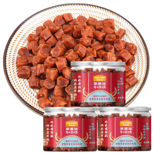 Myfoodie Cow Baking Original Flavor Dried Beef Cubes Teddy Golden Retriever Dog Snack Training Molar Beef Jerky 180G * 3 Cans