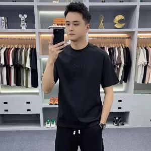 New Mens Simple Design Short Sleeve Color Block T-Shirt Summer Casual Loose Breathable round Neck Half Sleeve Shirt