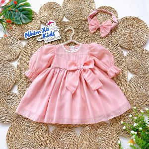 Váy Tơ Cam Bé Gái 4 Đến 28kg Chất Tơ Lót Lụa Mềm Mát - V013