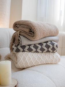 Nordic Style Knitted Blanket Sofa Cover Single Shoulder Office Nap Mat Vacation Home Bed Tail Towel Warm All-Season Solid Color