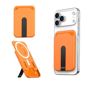 For Magsafe Magnetic Wallet Case Phone Stand Credit Card Holder for iPhone 17 16 15 Pro Max Vertical Bracket PC Cards Bag Cover