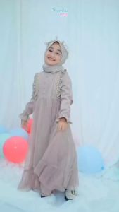 LIANA SET PASHMINA HIJAB GAMIS ANAK PEREMPUAN USIA 4-9 TAHUN BAHAN CRINKLE AIRFLOW MIX FULL TILE DOT