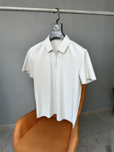 Dissane Pleated Fabric Polo Shirt Quick Dry Antibacterial Summer Mens Half Zipper Casual Short Sleeve Fashion Urban Style