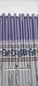 Gorden Blackout Import Warna Abu Motif Pelangi Jendela Minimalis Pintu Model Smokring Panjang 250Cm