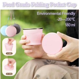 Travel Collapsible Cup Portable Foldable Silicone Water Cup for Travel Collapsible Cup with Lid for Camping Reusable Mug
