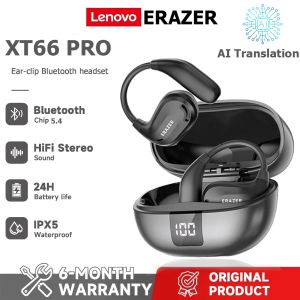 Lenovo ERAZER XT66 Pro AI Translation Bluetooth Headset with Real-Time Translation HD Calling HiFi Stereo Wireless Headphones Intelligent Noise Cancellation IPX5 Waterproof