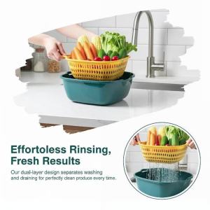 6 Cái Rổ Thoát Nước Inox Hai Lớp Bộ Sắp Xếp Bồn Rửa Nhà Bếp Để Thoát Nước Rửa Trái Cây Rau Củ - Bộ Hộp Đựng Đồ