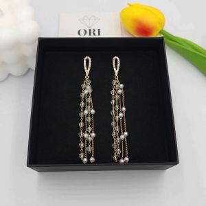 Bông tai nữ dáng dài chuỗi đính đá Kerenza sang trọng ORI ACCESSORIES B401