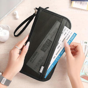 Boarding Passport Ticket Organizer - Secure passport wallet with multiple card slots and quick scan ID RFID blocking-tan