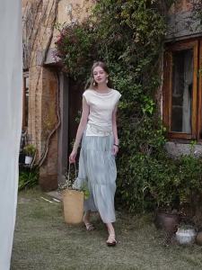 XIANGYING | Blue Gradient A-Line Beach Maxi Skirt for Women