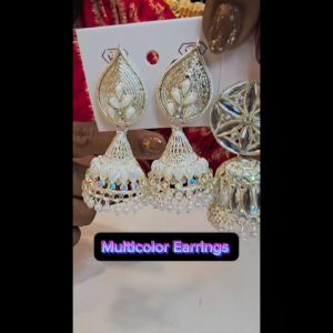 ER173 BOLLYWOOD MULTICOLOR JHUMKAS WITH COLORFUL RHINESTONE
