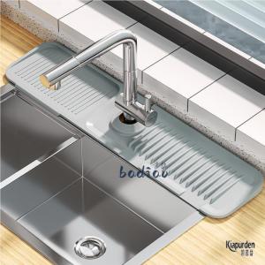 Kitchen Sink Drain Mat Silicone Splash Proof Cuttable Anti Slip Sink Pool Hygienic Indirect Water Pad Narrow Slot Design