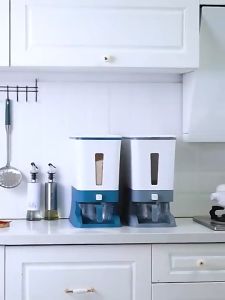 SHENAR  Dispenser Beras 12KG Rice Box Tempat Penyimpanan Beras Otomatis Dengan Wadah Pengering Beras