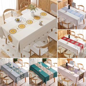 PVC Tablecloth Oil Proof Waterproof Scratch Resistant Cover Outdoor Dining Table Cloths 4/6/8seater