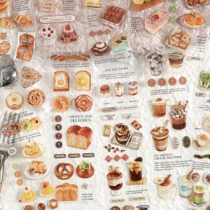 A Full Set of 4 Models 12 Pet Special Oil Bench Tape Stickers Tuesday Channel Dessert Coffee Journal Material Stickers