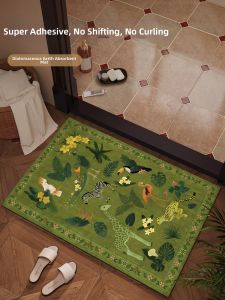 Retro Cartoon Diatomite Water Absorbing Bathroom Door Mat