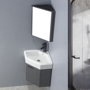 Modern Simple Space Aluminum Triangle Bathroom Cabinet Combination Mini Bathroom Washstand Corner Ceramic Hand Washing Face Basin