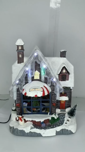 F23054 Christmas Scene Led Light Snow Toy Shop Landscape House Ornament Holday Decoration