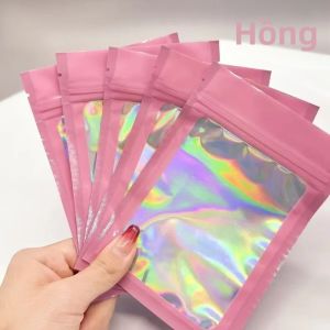 Túi Ziplock Tự Dán Laser Dày Túi Hologram Túi Nhỏ Có Thể Đóng Kín Móc Khóa Mini Bao Bì Bán Lẻ Kín Khí Dùng Cho Trang Sức & Quà Tặng