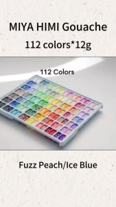 MIYA HIMI สีกวอช (112 สี *12g) Gouache สีโปสเตอร์ สีพื้นฐาน กันน้ำ ที่จับซิลิโคน การออกแบบกล่องเล็ก