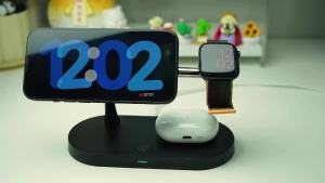 TIMESS | Sạc Không Dây 3 Trong 1 TIMESS Tương Thích Magsafe Với iPhone 17/16/15/14/13/12 Và iWatch Đầu Nối Type-C Đa Chức Năng Với Đèn Báo Sạc