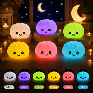 Bandai | 2027 Funny Dumpling Night Lights Glowing Dumplings Desktop Ornament Cute Glowing Dumpling Steamer Kawaii Dumpling Lights Gift