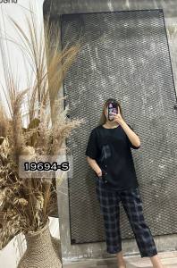 ONE SET 19694-S SET WANITA MATT RAYON PREMIUM LENGAN PENDEK LD 106 CM FIT XL-3L