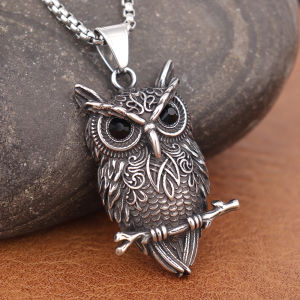 Fashion Owl Pendant Chain Punk Hip Hop Viking Animal Necklaces Amulet for Men Women Charms Stainless Steel Jewelry Dropshipping