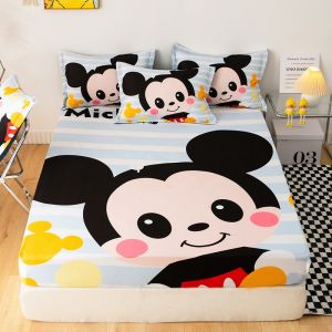 Cute Cartoon Fittedsheet Disney Mickey Bedsheet Kid Fitted Bedsheet Pillowcase