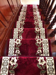 Staircase Carpet Bamboo Fiber Real Wood Stairway Step Pad Self Adhesive Home European Style Noise Reduction Stair Mats