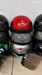 MHR HELMET STENG HALF CUT HELMET KURA-KURA TOPI KELEDAR BLACK RED DARK BLUE DARK GREY SILVER