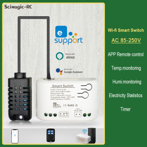 EWELINK Smart WiFi Relay Remote Control With Temperature Humidity Sensor Passive Dry Contact Switch RF433 Alexa Alice Compatible