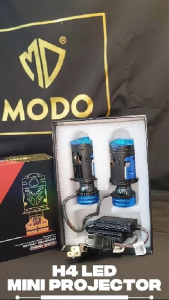 MODO MINI H4 LED Headlight Bulb Lampu Kereta 6000K Mini Projector Lens High Low Beam With Laser