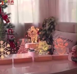 Đèn led 3D trang trí Noel đèn ngủ để bàn Merry christmas quà tặng giág sinh độc đáo 3 chế độ sáng - Happy Life 4Kid