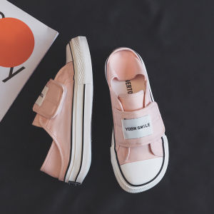 Womens Canvas Shoes Half Wrap Wide Comfortable Breathable Sticky Buckle Low Cut Korean Style round Toe Rubber Outsole