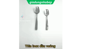Thìa inox muỗng đầu vuông ăn cơm cháosúp inox cao cấp sáng bóng cán dày
