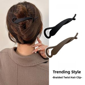 Simplified Frosted Banana Hair Clip Womens Minimalist Hair Accessories behind the Head Twist Clamp Hairpins Stylish Hairgrips