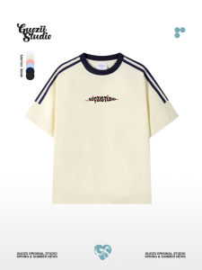 เสื้อยืดแขนสั้นผ้าฝ้ายแท้สไตล์อเมริกันสำหรับผู้ชายและผู้หญิง ทรงหลวม คอกลม ทรงปกติ ฤดูร้อน 2025 ผลิตในจีน