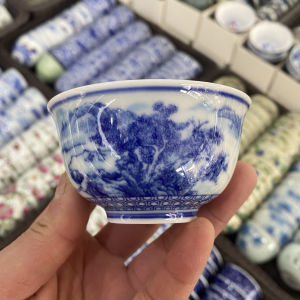 Blue And White Porcelain Tea Cup Handpressed Ceramic Chinese Landscape Mens High End Single Cup for Home Use from Jingdezhen