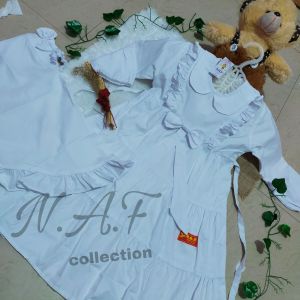 baju putih gamis naf canda pita// gamis anak terlaris