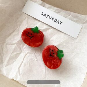 Cute Cartoon Tomato Small Hair Clip Female Special-Interest Design Acetic Acid Half Tie Updo Hair Claw Fancy Shark Clip