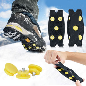 อุปกรณ์กันลื่นบนพื้นน้ำแข็ง 5Teeth สำหรับรองเท้า ฤดูหนาว กิจกรรมกลางแจ้ง ป้องกันการลื่นไถล สำหรับเดินป่า ปีนเขา รองเท้าปีนเขาแบบมีปุ่ม  ปลอกหุ้มรองเท้ากันลื่น