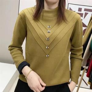 เสื้อเชิ้ตคอตั้งแขนยาวทรงหลวมสไตล์ฤดูใบไม้ร่วง/ฤดูหนาว ผ้าขนแกะหนา อบอุ่น ระบายอากาศได้ดี เสื้อเชิ้ตผู้หญิง