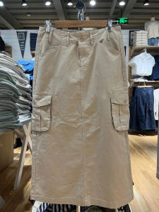 Brandybm Official Website Casual High Waist Straight Cargo Skirt BM Pure Color Long Skirt Female Easiest for Match Slim Looking Bodycon Dress