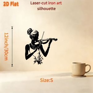 CIFbuy | CIFBUY Metal Violinist Wall Art Iron Panel Powder Coated Minimalist Music Decor for Living Room Home Outdoor Elegant Gift