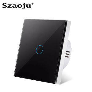 Szaoju EU Standard Touch Switch Wall Light Switch Crystal Tempered Glass Panel AC100-240V 1/2/3 Gang Button LED Touch Switch