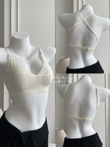 Nude Feel Invisible Seamless Cross Shoulder Strap Large U Back Ice Silk Underwear Womens Natural-looking Push-up Open Back Bra