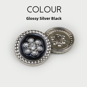 Elegant French Style Pearl Metal Button for Womens Knitted Open Cardigan Sweater Coat Large Coat Button DIY Sewing Accessories