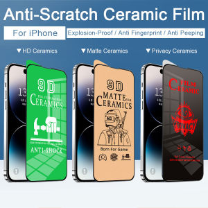 ฟิล์มเซรามิก(แบบใส)iPhoneกันรอย ตกไม่/ฟิล์มเซรามิค(แบบด้าน)ตกไม่แตก บิดได้ งอได้ กันรอยหน้าจอ ฟิล์มกระจกกันมองด้านข้าง เต็มจอ สำหรับ iPhone 16 15 14 Plus 16 15 14 13 12 11 Pro Max X XR Xs Max 6s 6 7 8 Plus SE 2020 13 12 Mini